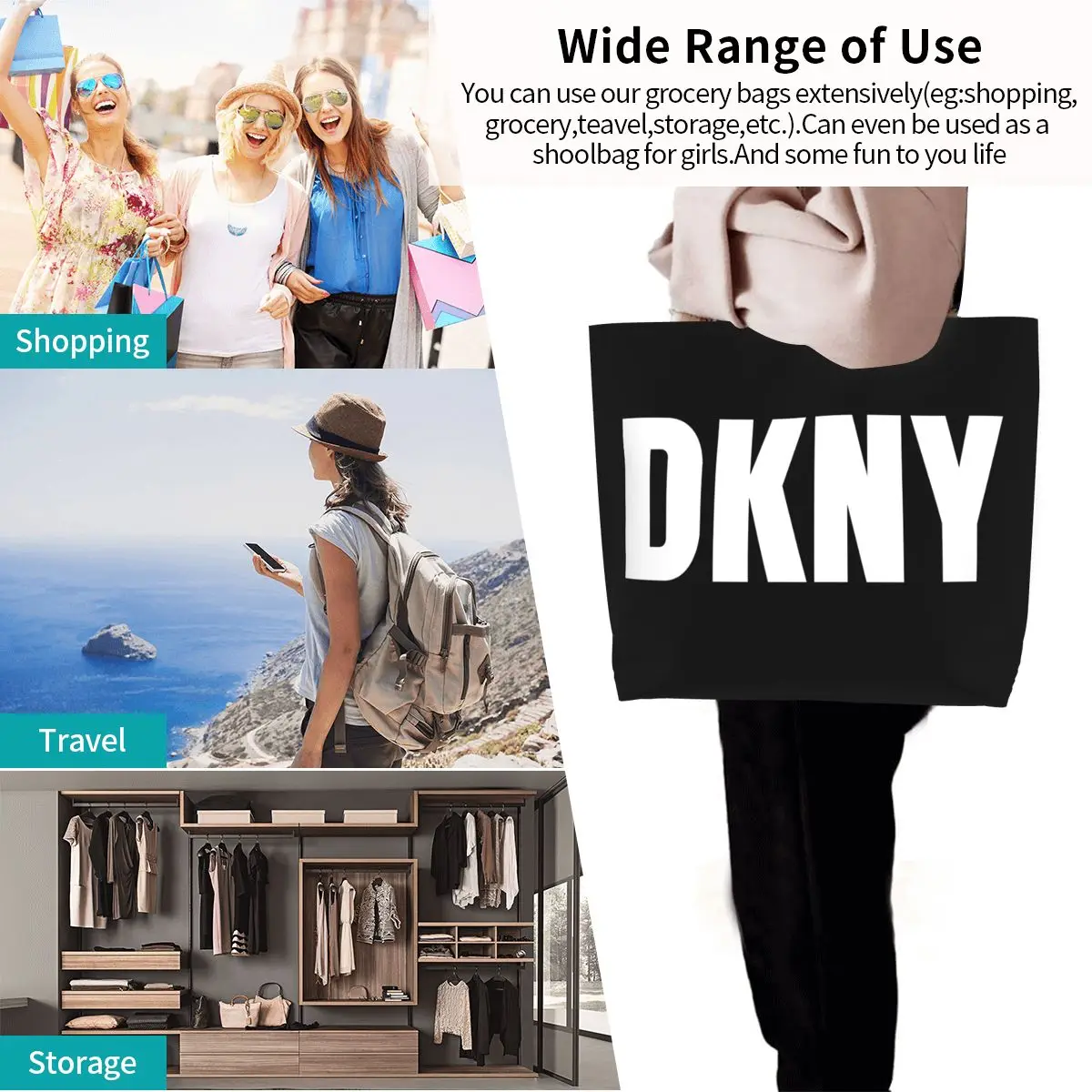Модная продуктовая сумка DKNYs вместительные многоразовые сумки для женщин
