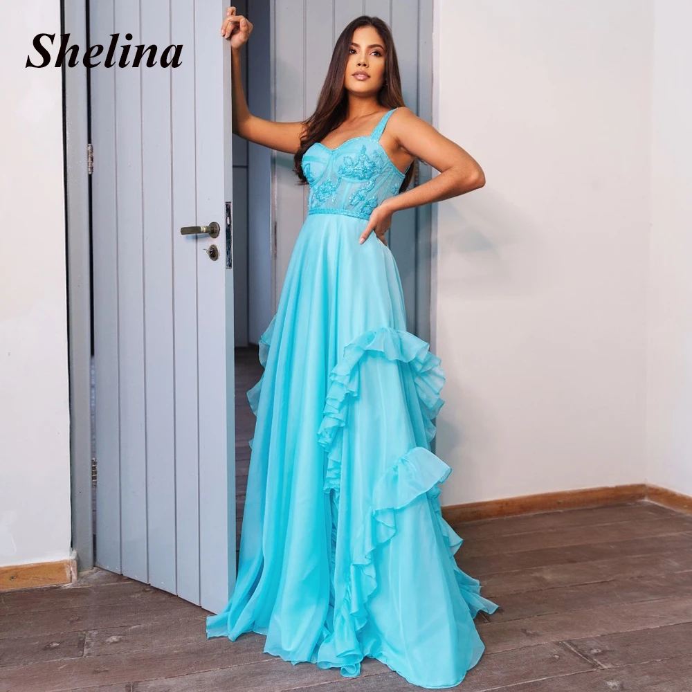 

Stylish Straps Formal Evening Gowns Sweetheart Irregular Ruffled Appliques Prom Dresses Abendkleid Personal Customization