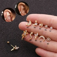 1piece unusual piercing mini stud earrings jewelry for women screw trend personality elves snake zircon cute earrings for girl