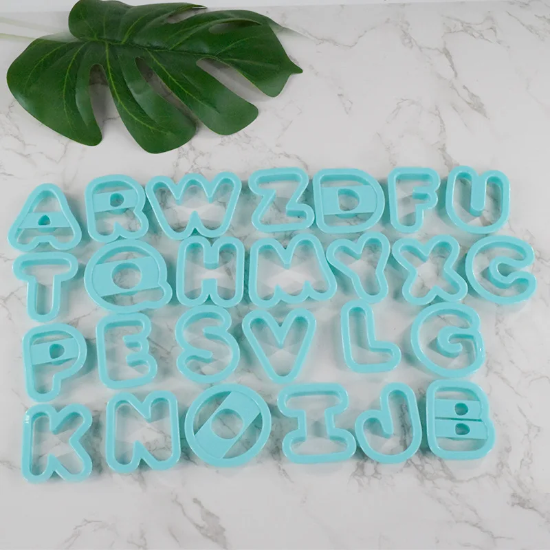 

26pcs/set Cute Big Alphabet Letter Plastic Cookie Cutter Fondant Cake Decoration Tool DIY Pastry Baking Cake Press Mold