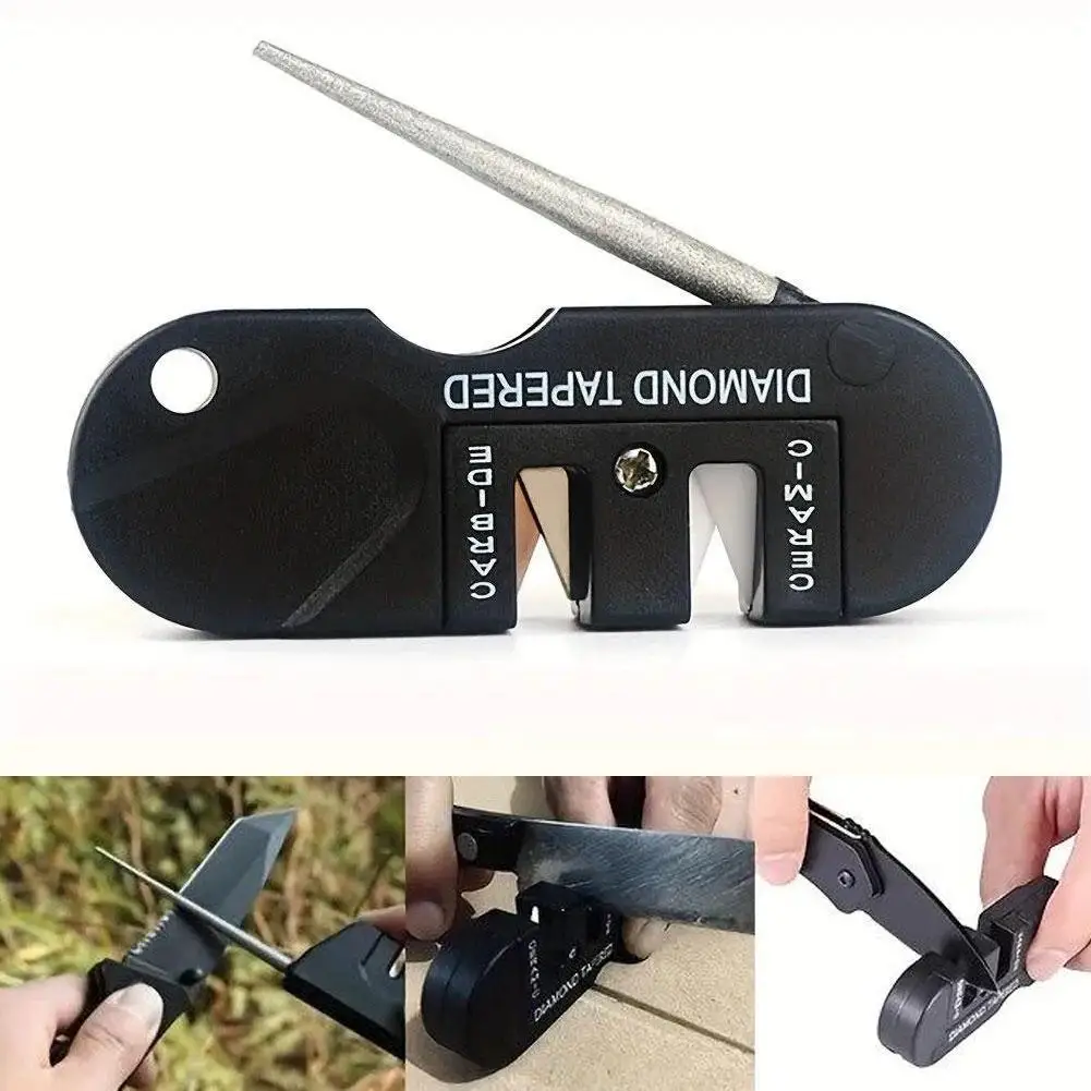 

Портативный точильный камень 4 в 1, мини-многофункциональная точилка из карбида вольфрама, точилка для стержня, инструмент для улицы