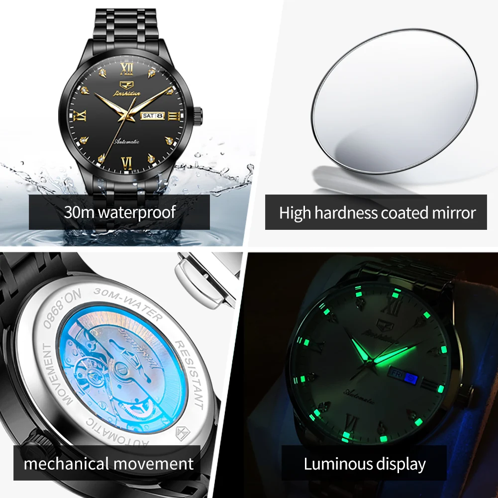 JSDUN 8980 новые автоматические часы для мужчин роскошные мужские механические с