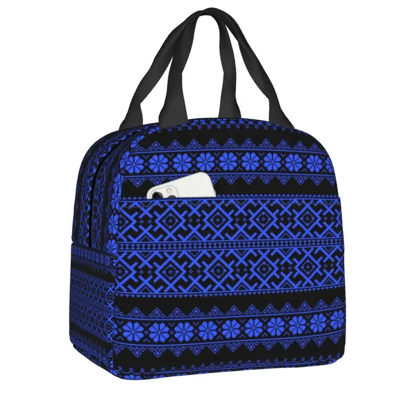 

Vyshyvanka Ukrainian Embroidery Insulated Lunch Bag Picnic Ukraine Boho Bohemian Geometric Portable Thermal Cooler Lunch Box