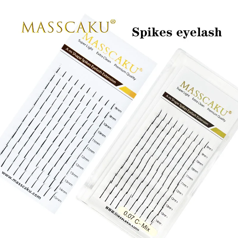 

Premium A/M spikes lashes extension 12lines single lashes c/d curl silk individual eyelashes extensions volume eyelash tray