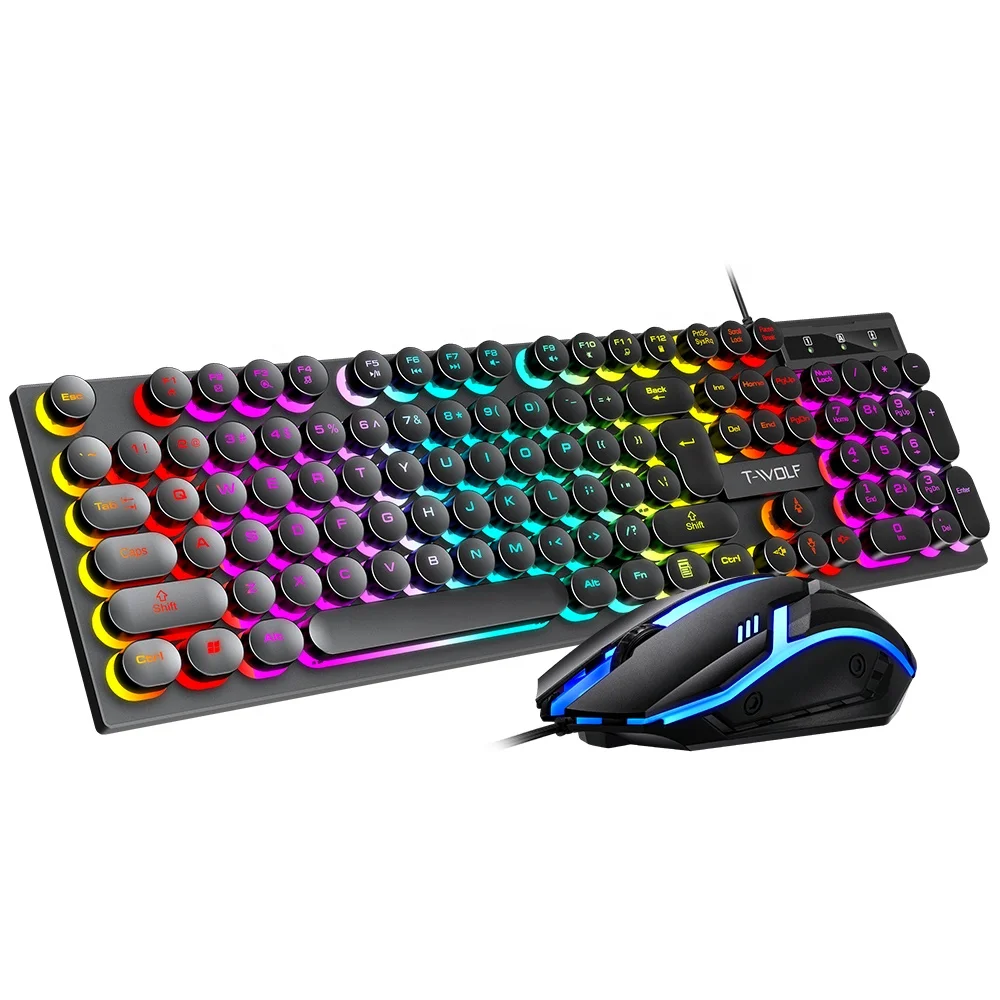 New Computer Wired Gamer keyboard Set RGB Backlit Gaming Mechanical Keyboard And Mouse Combo Set LED