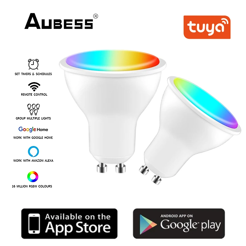 

TUYA Wifi Smart GU10 Light Bulb Spotlight RGB+CCT 100-240V 4W Dimmable LED Light Bulb Voice Control Work With Alexa Google Home