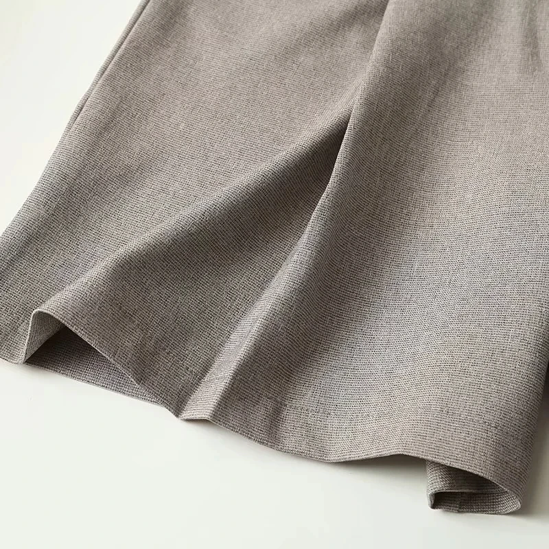 Maxdutti High Waist Loose Linen Shorts England Style Fashion Simple Sashes Casual Bermuda Women