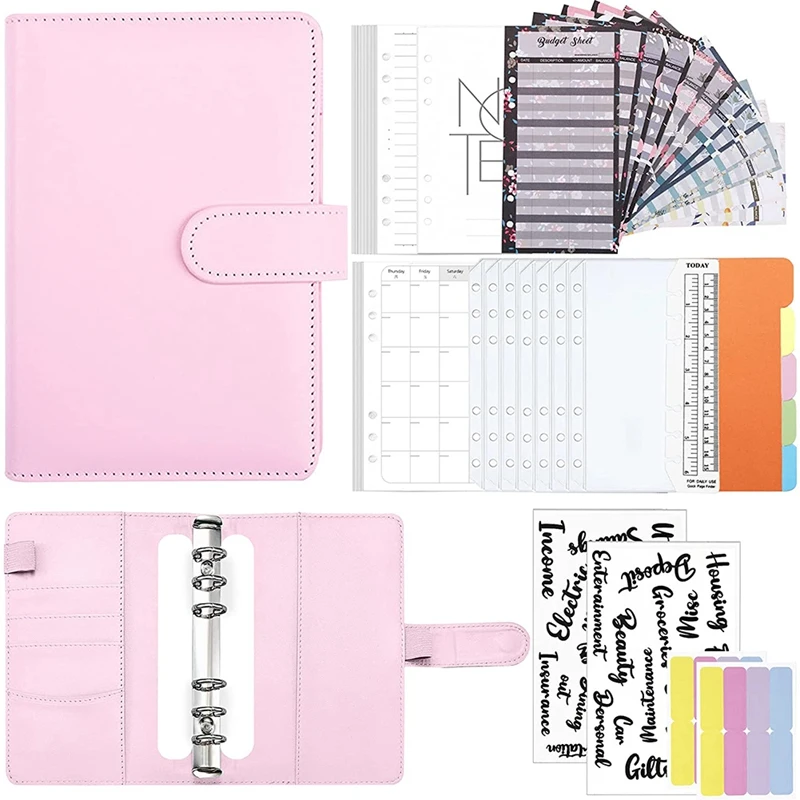 

28Pc Budget Binder Set,A6 Ring Binder Notebook with Clear Cash Envelopes,for Budgeting & Saving Money,Travel & Diary