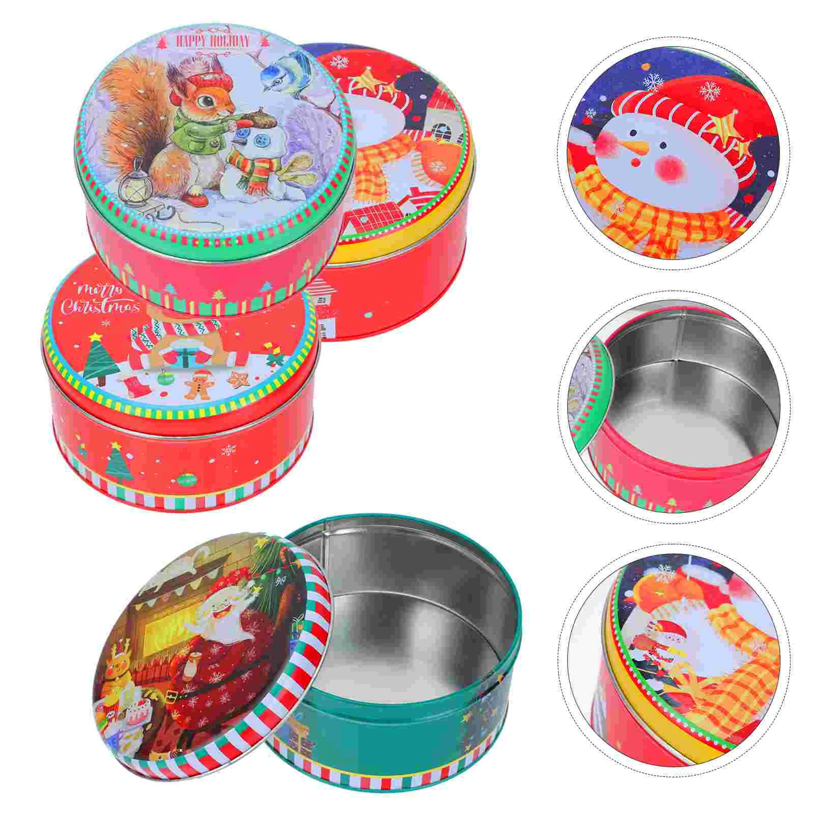 

Christmas Cookie Gift Tins Box Candy Tinfor Boxes Lids Giving Container Tinplate Case Storage Empty Containers Santa Jars