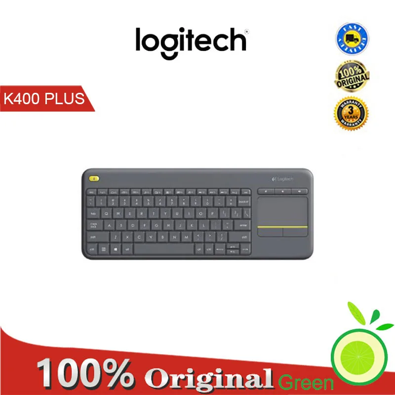 Teclado táctil inalámbrico Logitech K400 PLUS con panel táctil remoto, 2,4 Ghz, receptor unificador, teclado para Android, PC, portátil, Smart TV