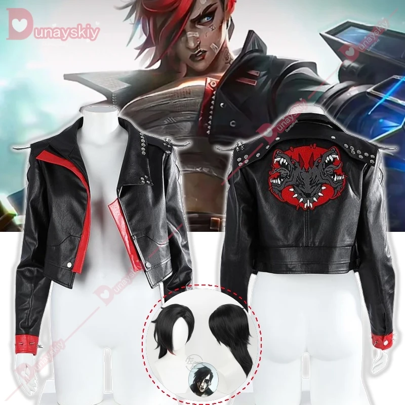Arcane Vi Cosplay Costume Game LOL Costumes Leather Coat Outfit Halloween Christmas New Year Party Deguisement Customized