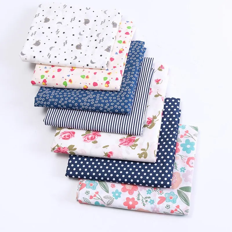 7pcs 25*24cm Mixed Floral Gingham Dots Star Cotton Craft Fabric Material Cloth Bundle Squares Patchwork Sheet DIY Sewing Quilt |