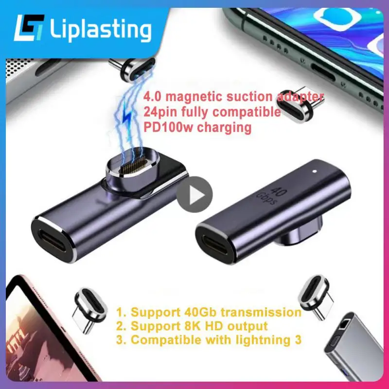 

Magnet Data Transfer 8k@60hz 100w Fast Charging Magnetic Charger Adapter 40gbps Aluminum Alloy For Macbook Pd Charger