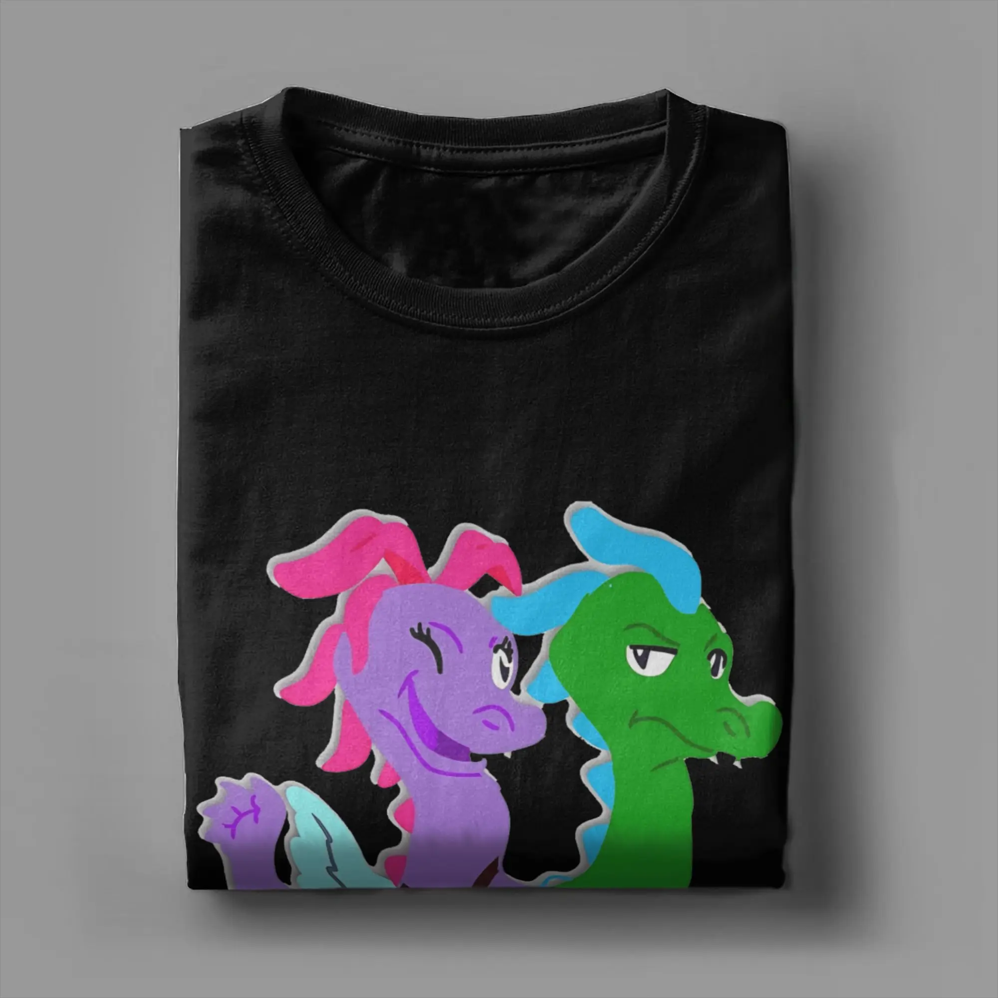 Фото Футболка Dragon Tales Zac and Wheezie, пляжная футболка Y2K, забавные футболки, хлопковая футболка для отдыха, мужские повседневные топы №4