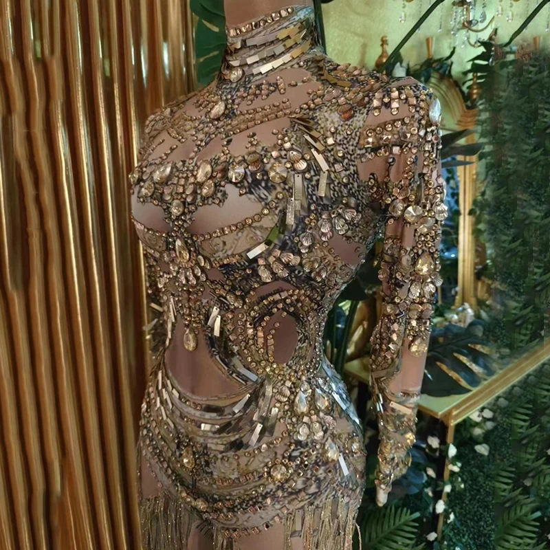 Женский костюм танцовщицы для сцены вечерней вечеринки роскошный комбинезон с