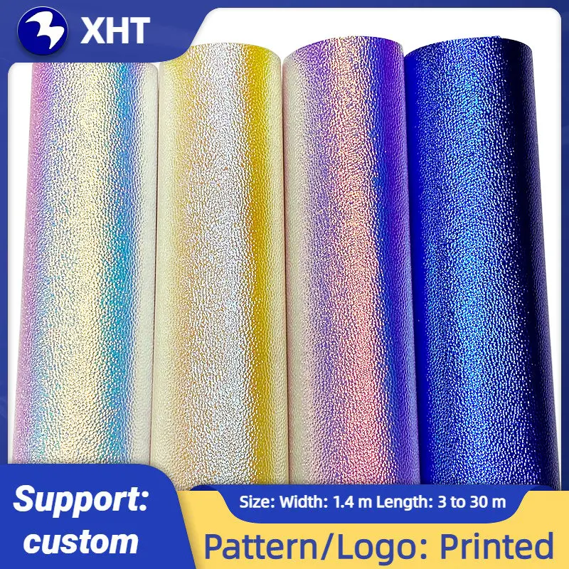 

Litchi Grain Embossed Holographic Faux Leather Fabric Sheet Spunlace Nowen Backing for Jewelry Box Bags Wallet Bow DIY 30*135CM