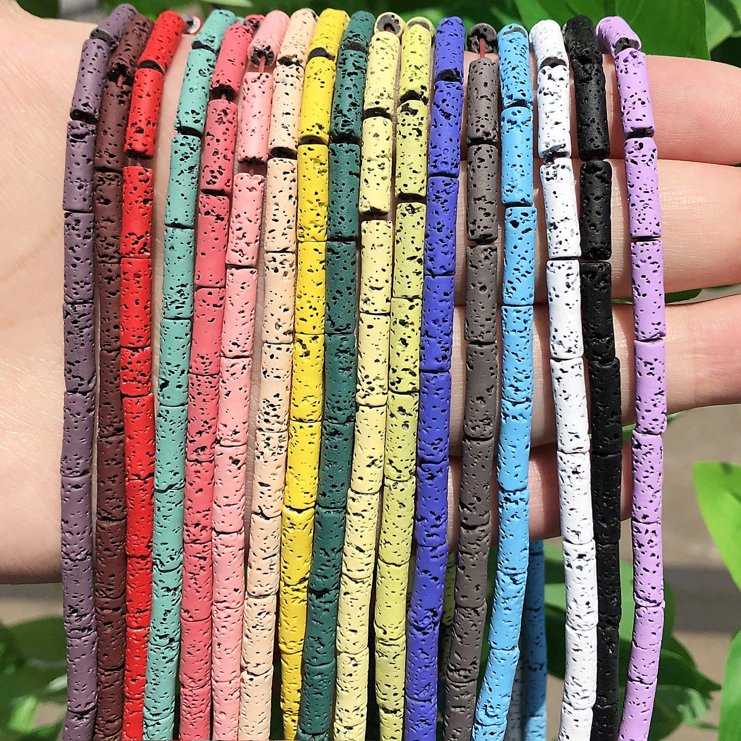 Natural Colorful Lava Stone Beads Column Tube Shape Volcanic Rock Loose Beads for DIY Jewelry  Making Earrings Bracelet  4x13mm