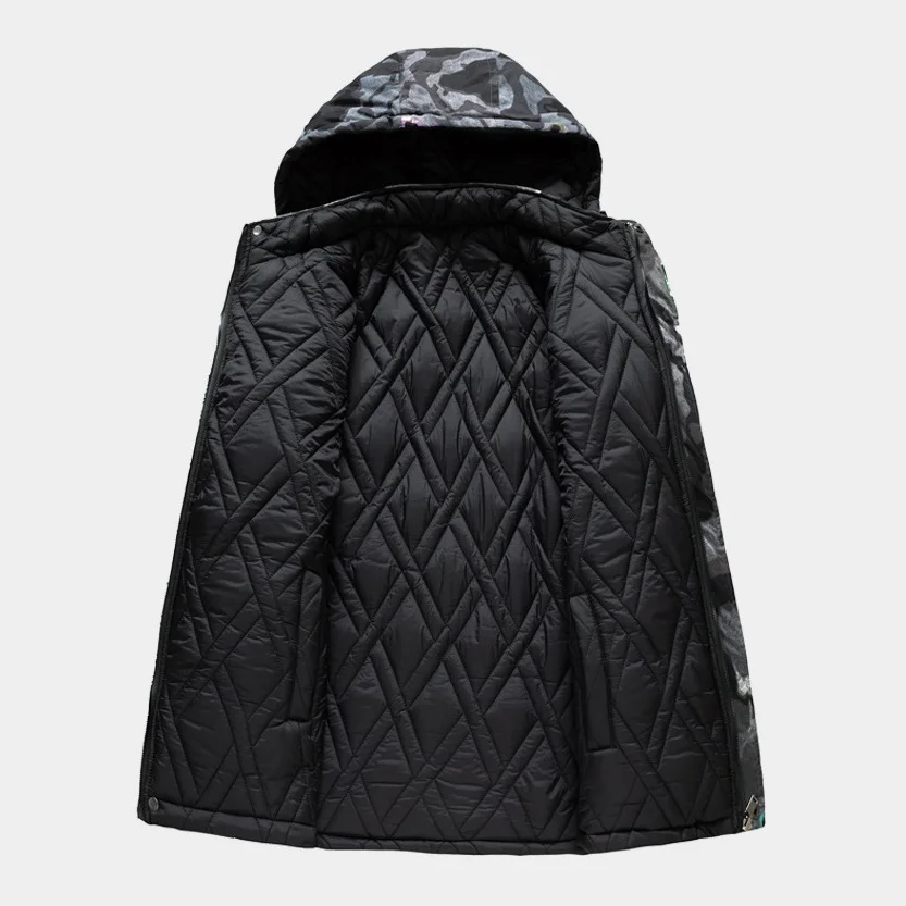 Men's Fashion Mid Length Reversible Wear hooded Jacket Outdoor leisure thickened camouflage warm jacket winter coat men 2022