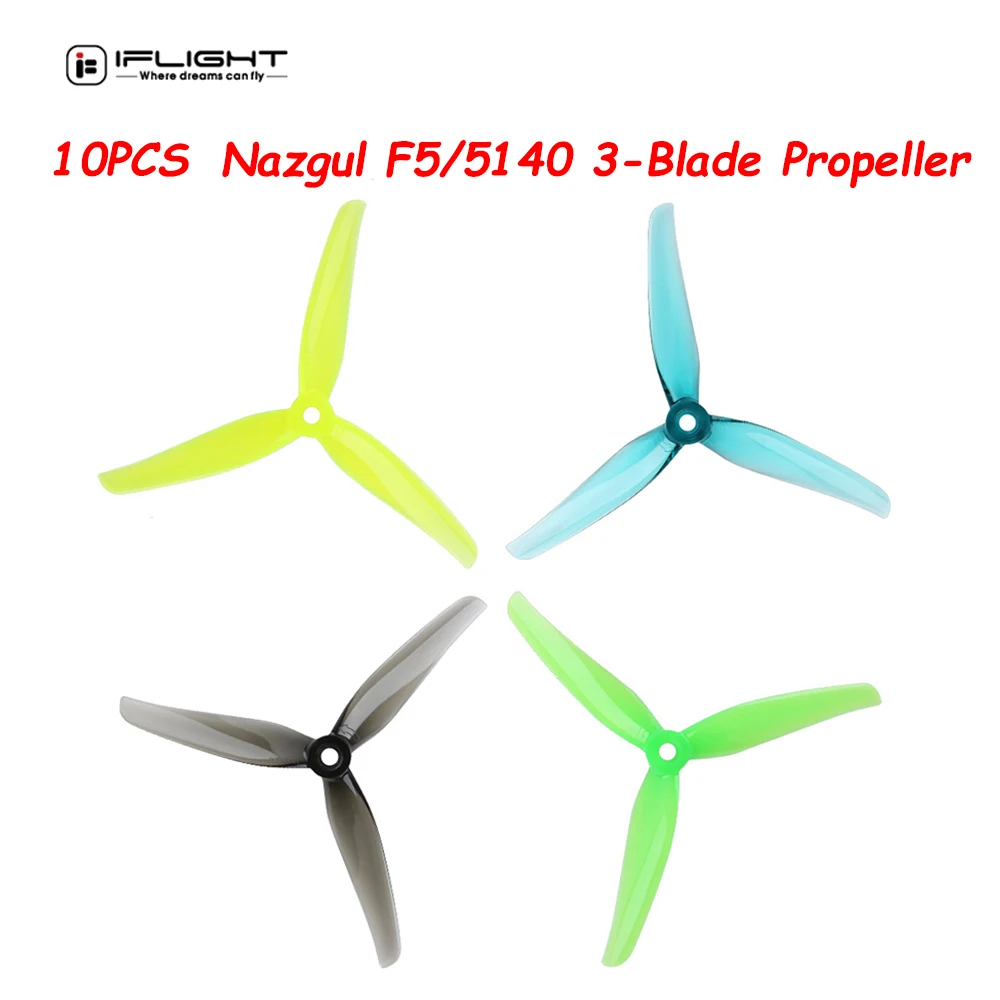 

10 пар/20 шт. iFlight Nazgul F5/5140 пропеллер 5 дюймов 3 Лопасти CW лопасти CCW совместимый фотоэлектрический двигатель для FPV гоночного дрона