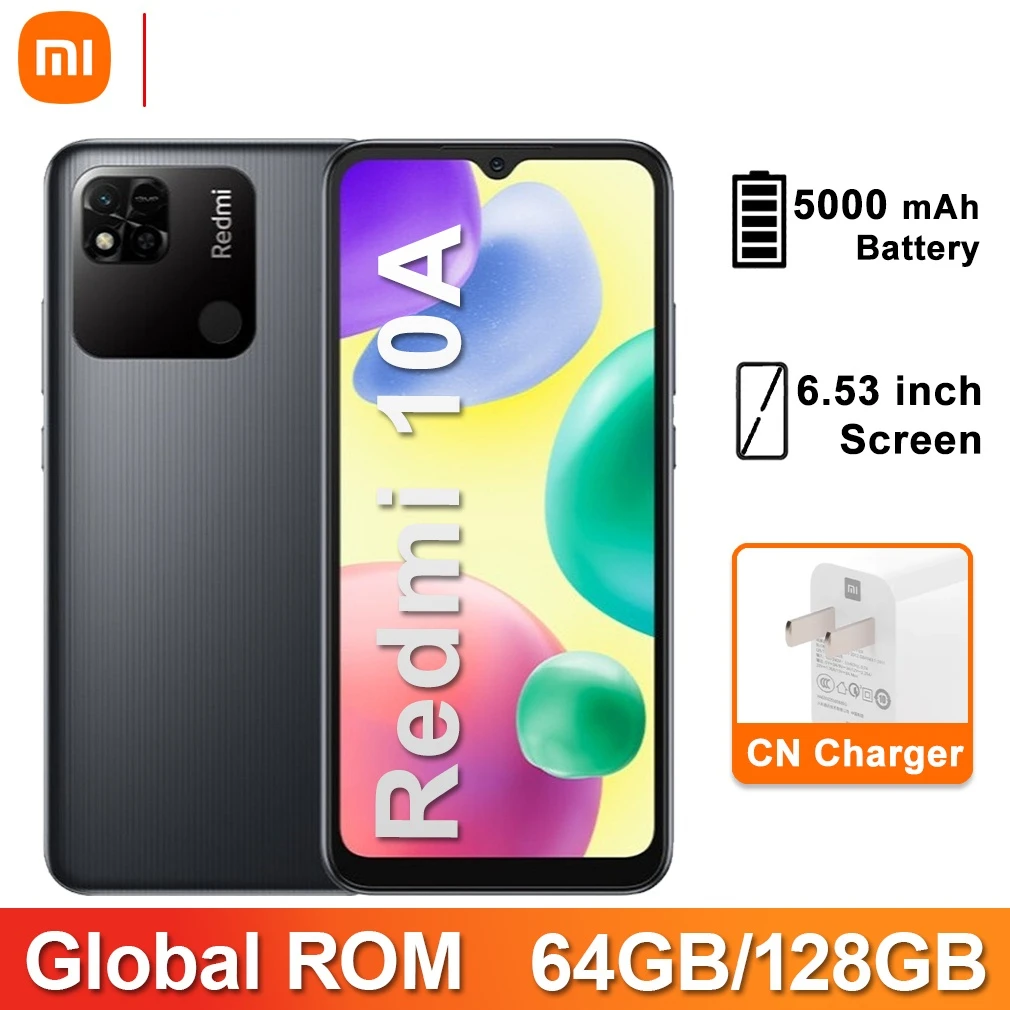 

New xiaomi redmi 10a 64gb/128gb 10 a smartphone helio g25 octa core 6.53" large display 5000mah battery 13mp camera cn version