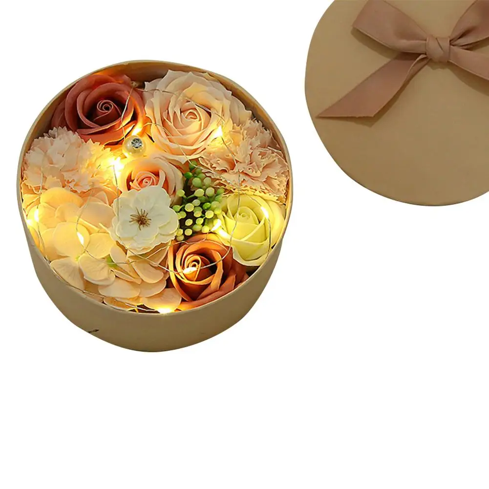 

Colorful Soap Flower Small Round Box Plant Essential Oil Rose Flowers Gift Box Valentine Gifts Xmas Birthday Mother's Day Gift