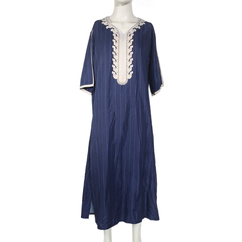 Новинка 2021 мусульманская Мужская рубашка с длинным рукавом Арабская вышивкой и