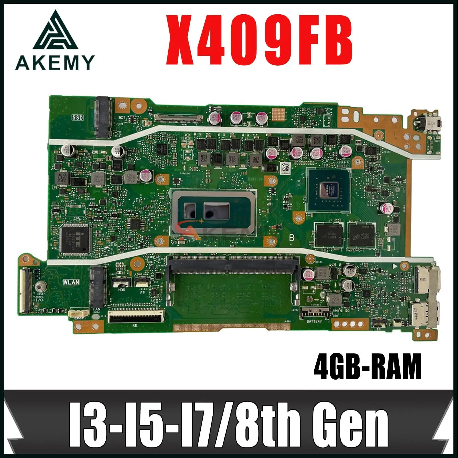 

X409FB Mainboard For Vivobook X509FB X509FL X409F X409FJ X509 Laptop Motherboard With I3-I5-I7/8th 4GB-RAM N17S-G2-A1 UMA