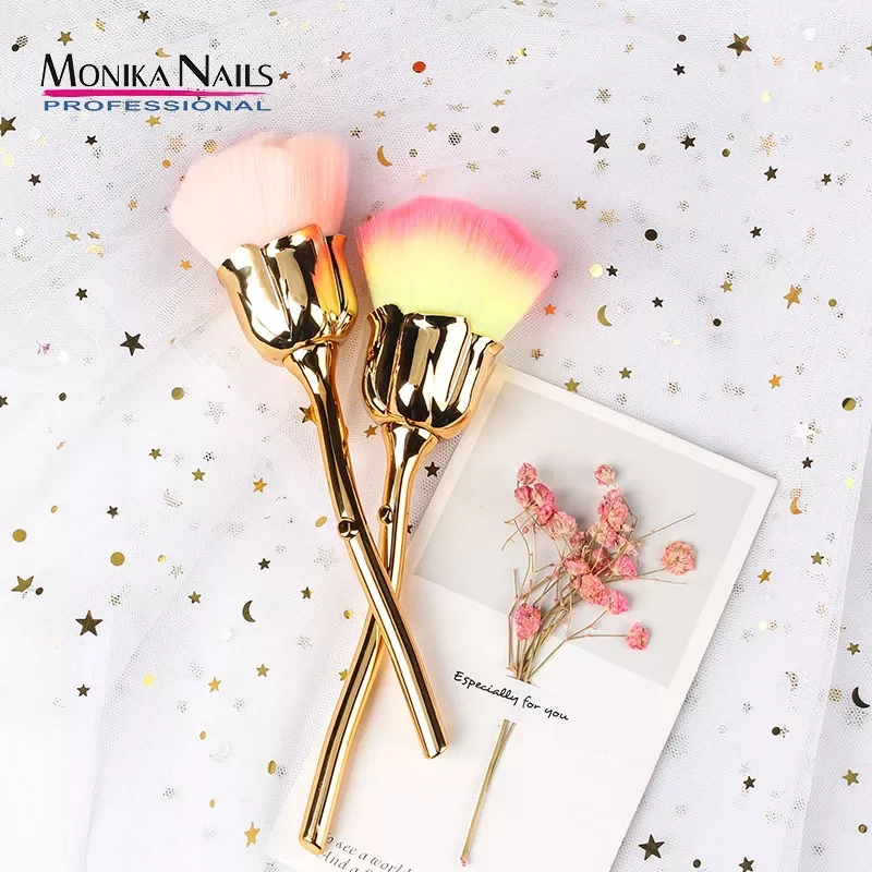 

1 Pc Nail Art Brush Soft Clean Dust Powder Pink Rose Flower Shape Blush Foundation Powder Make Up Brushes Women Cosmetics Tool