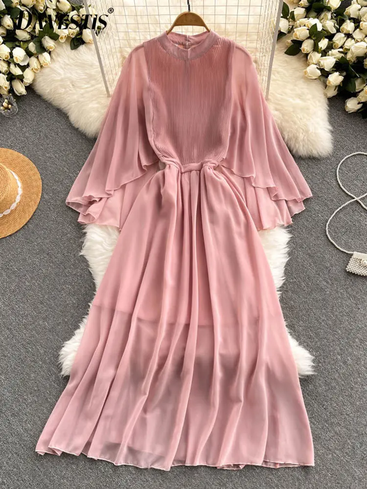 French Chic Elegant Dress Women 2023 Summer Vacation Style Temperament Chiffon Dresses for Women's Loose Slim Fairy Dress