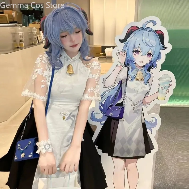 Костюм для косплея Genshin Impact Heytea Ganyu Shenhe Карнавальная форма парик Аниме Для