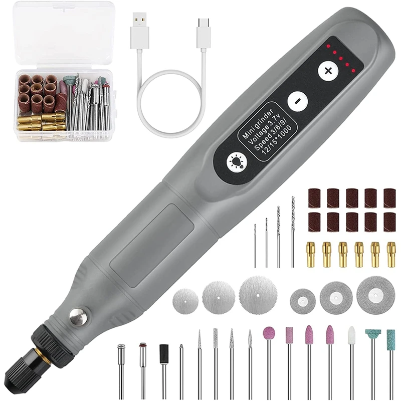 

Cordless Rotary Tool Kit 5-Speed Variable And USB Charging Cable, 3.7V For Cutting,Engraving,Polishing & DIY Crafts