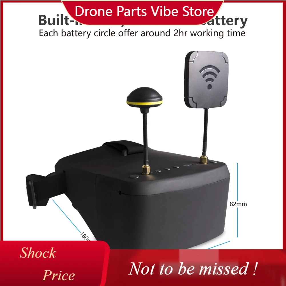 Фото Очки FPV DP EV800D 5.8G 40CH с 5-дюймовым экраном 854*480, видеогарнитура EV800D с DVR, диверсити-приемником, для дронов на радиоуправлении, с аккумулятором в комплекте №1