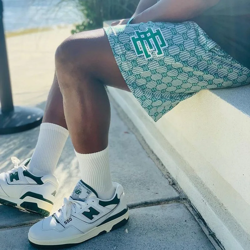 Eric Emanuel Summer Casual Printed Shorts Quick-Drying Gym Sports Training Basketball Beach Polyester Shorts For Men