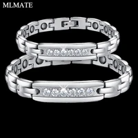 1pcs fashion men women 316l titanium steel magnetic therapy health couples bracelet