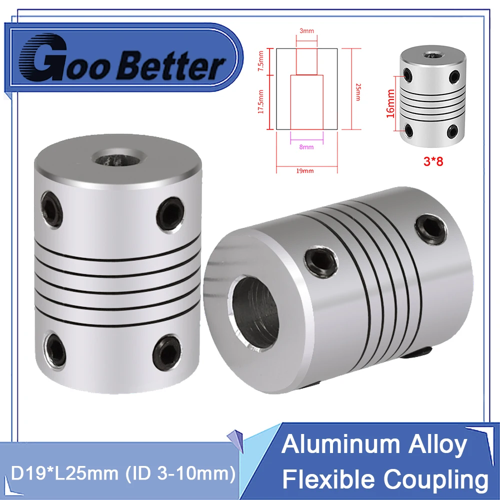 

Алюминиевая гибкая муфта вала челюсти D19xL25