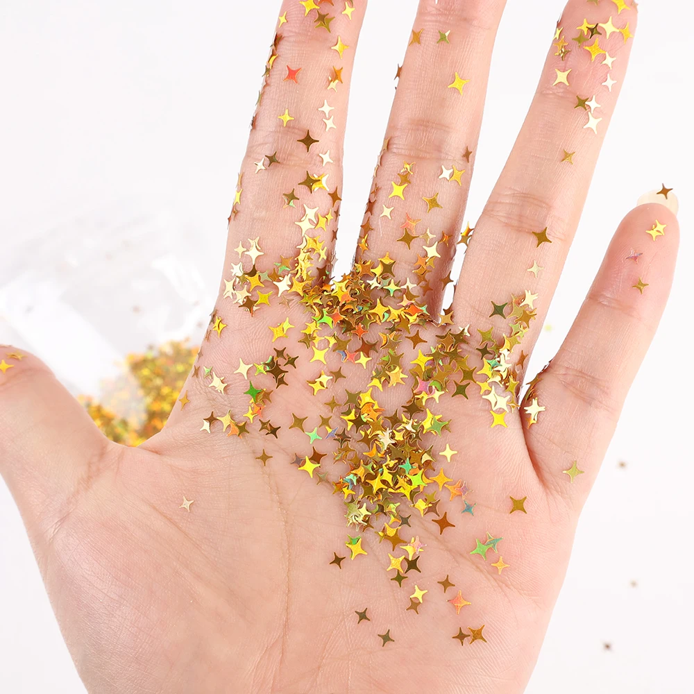 Лазерные блестки Звезда Дизайн ногтей голографический блеск блестящие 5 цветов