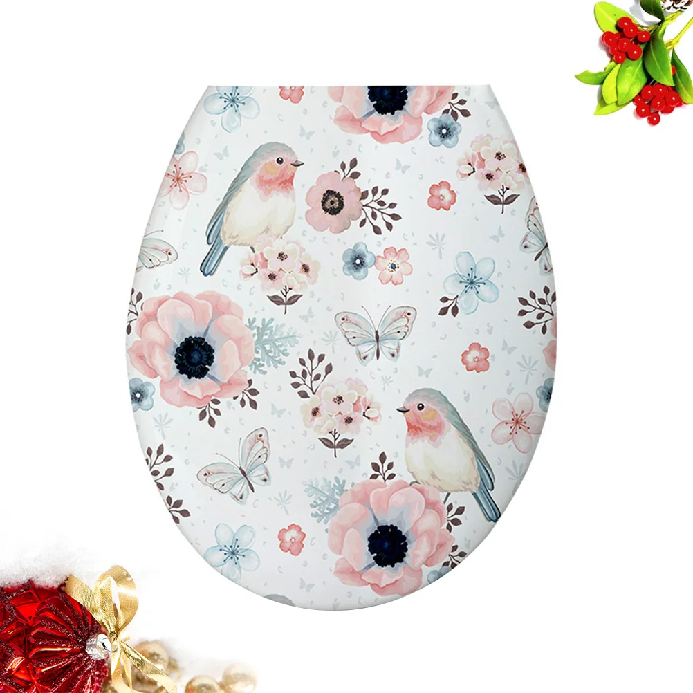 

1PC 18 Inches Thickening Printed Toilet Lid U-shaped Toilet Seat Cover Universal Plastic Toilet Lid Creative Patterns Toilet