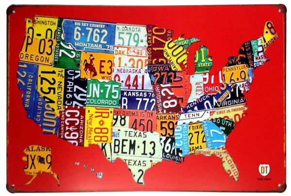 

RED Us MAP Route Retro Decor Metal Wall Plaque Vintage Tin Sign