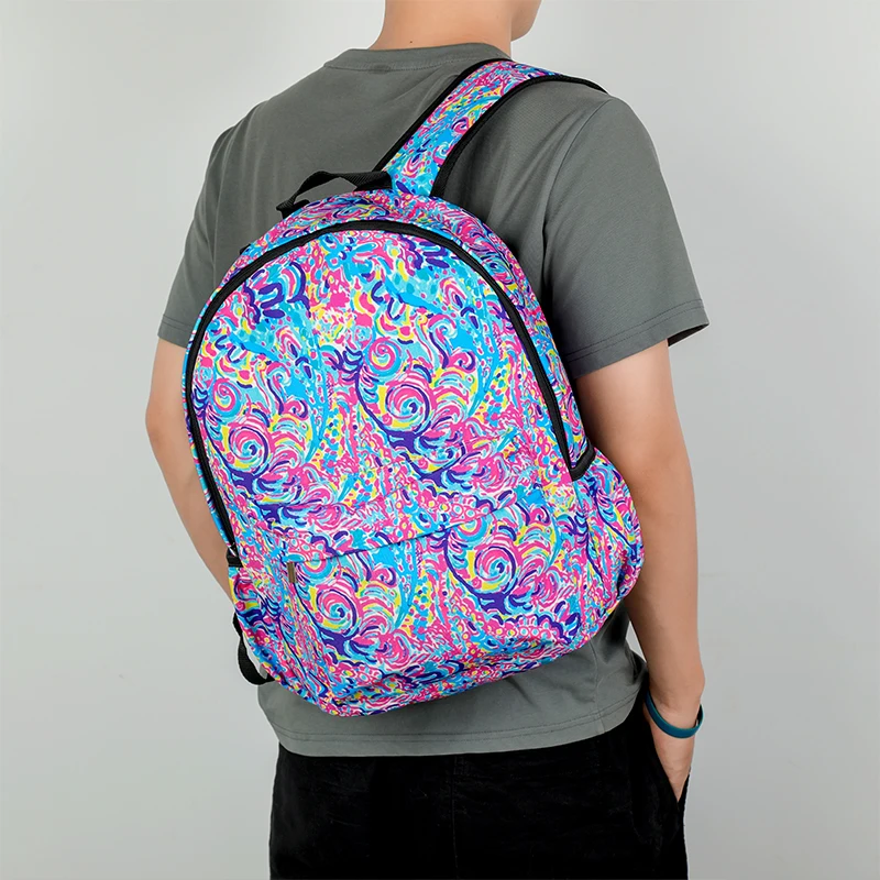 

Waterproof Nylon Women Backpack Flower Pattern Female Travel Bag for Teenage Fashion Casual School Backpack High Quality