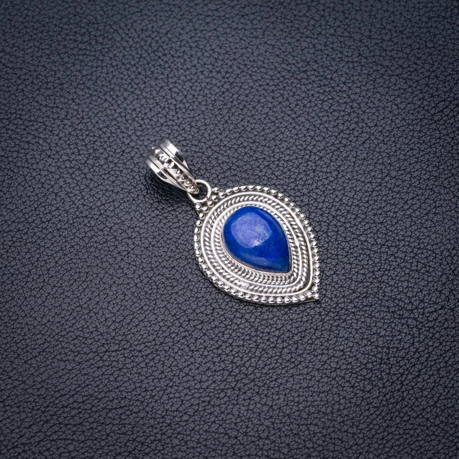 

StarGems Natural Lapis Lazuli Handmade 925 Sterling Silver Pendant 1.5" E4797