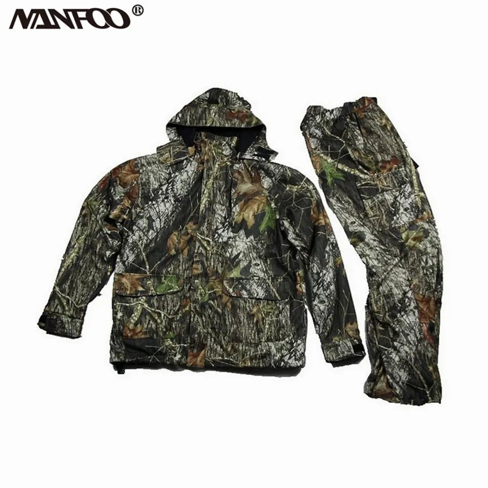High Waterproof Windproof Outdoor Jungle Photography Suit  Maple Leaves Camouflage Anti-Sound Professional Hunting Fishing Suit