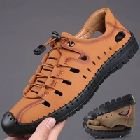 mens sandals 2022 summer male beach genuine leather shoes new casual flip flops slippers for men leisure fashion sandal man