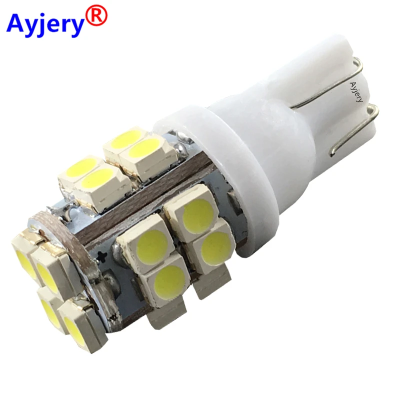

AYJERY 100PCS White light 12V T10 194 168 W5W 20 led smd 3528 1210 car Wedge LED Bulb Clearance Lights auto side lamp