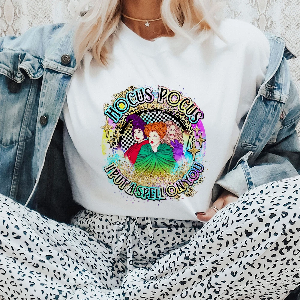 

Halloween New Women's Printed Short Sleeve T-Shirt Summer Fashion Fun Witch Curse Pattern T Shirt Round Neck Casual T-Shirt Top