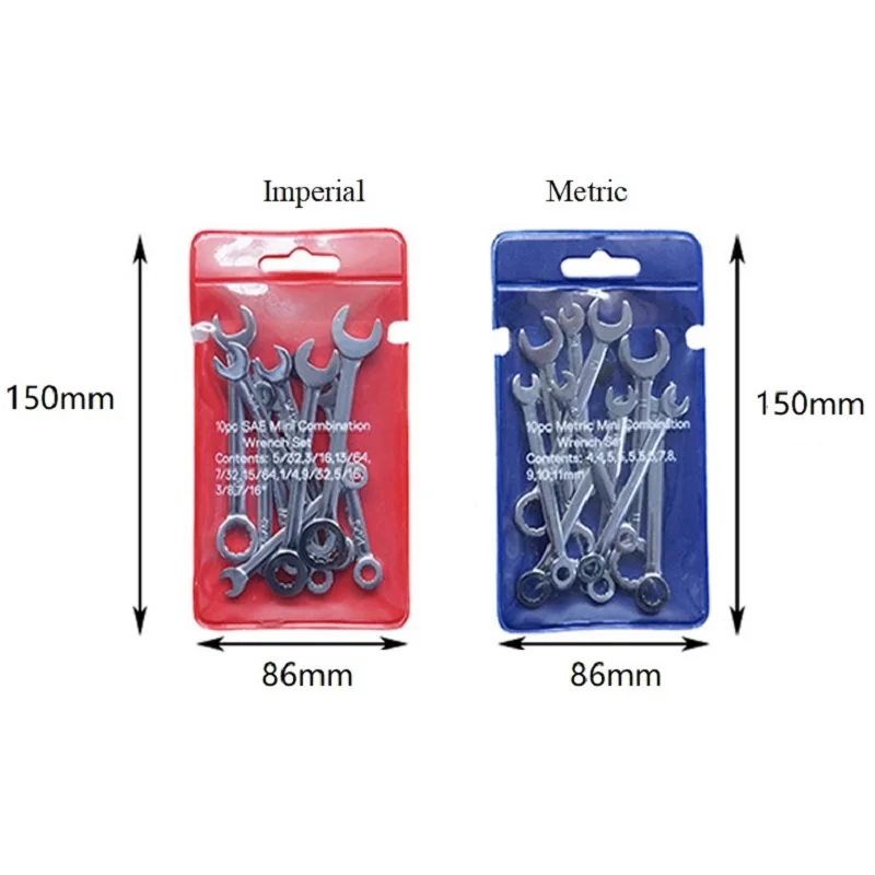 10 Pcs Mini Wrench Set Hand Tool Key Ring Spanner Explosion-proof Pocket Imperial/Metric Type Spanners