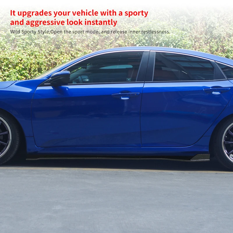 Фото Для Honda Civic 10-го поколения 2016-2018: Комплект из 6 накладок-диффузоров на пороги, расширители, сплиттеры, накладки на кузов, аксессуары №3