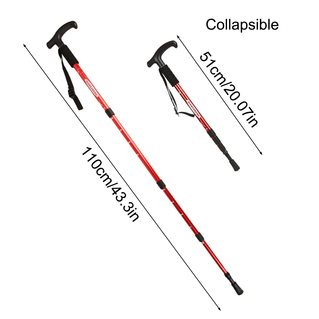 Trekking Poles Hiking Walking Sticks T Grip Mountaineering Backpacking Crutch Aluminum Alloy Anti-shock Portable Skiing Cane |