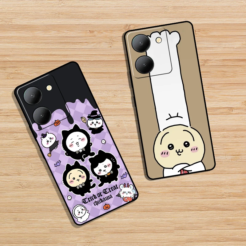 Мягкий черный чехол для телефона Vivo Y15S Y15A Y16 Y17 Y17S Y19 Y20i Y20S Y20 chiikawa защитный от