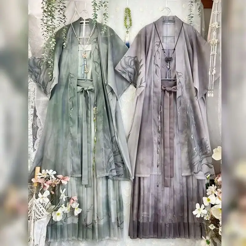 

Hanfu Dress Women Ancient Chinese Traditional Hanfu Dress Halloween Cosplay Costume Coat+Top+Skirt 3pcs Sets Plus Size XL