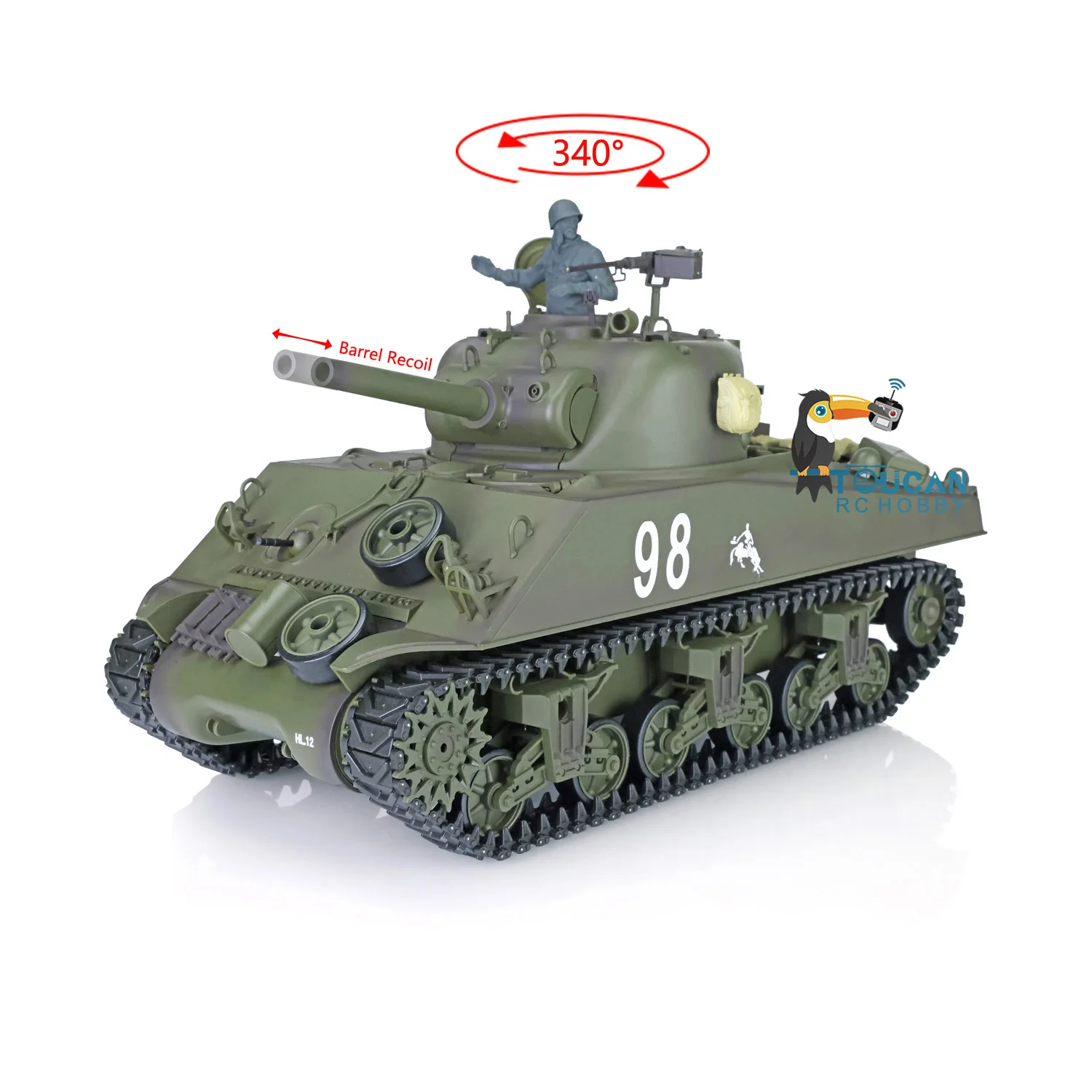 

Children Toys 2.4G 1/16 HENG LONG 7.0 Plastic M4A3 Sherman RTR RC Tank Model 3898 Barrel Recoil Smoking TH17666-SMT5